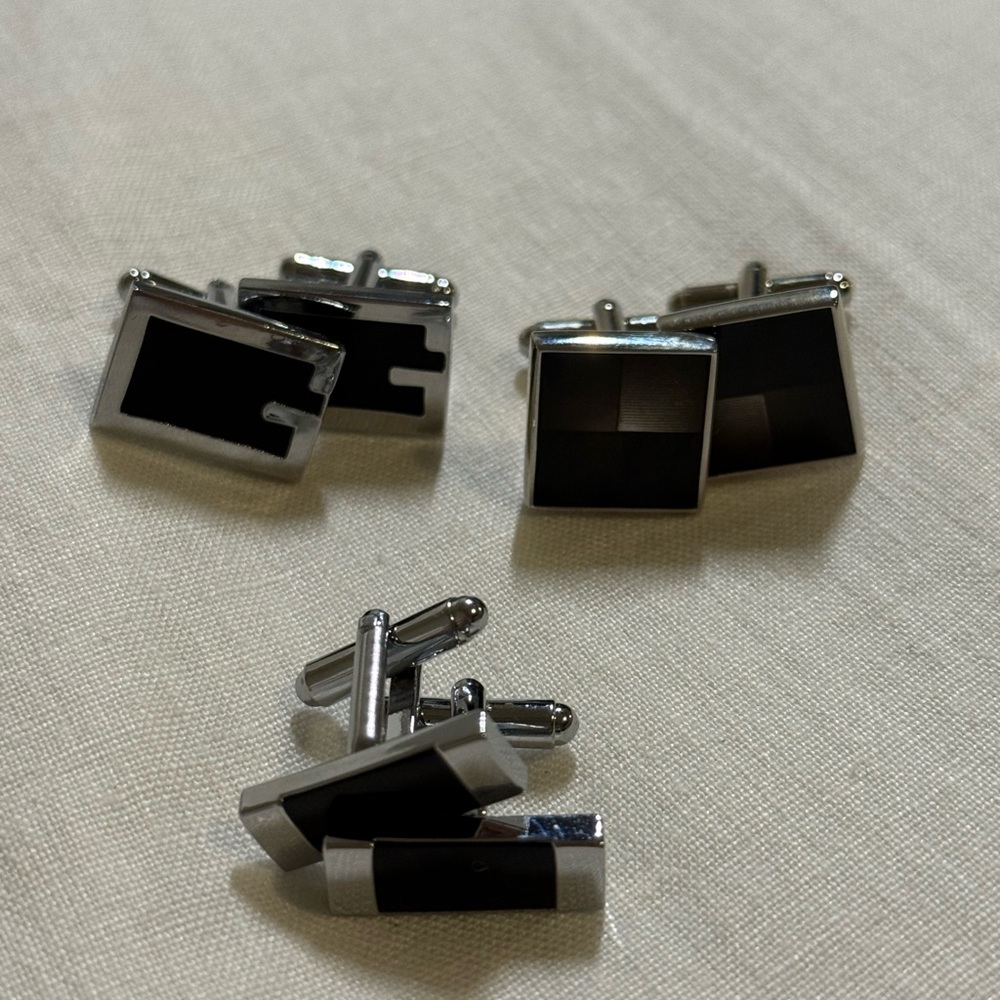 Elegant Black and Silver Cufflinks